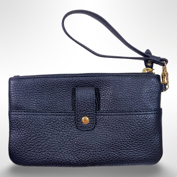 Lodis Italian Black Pebbled Leather Wristlet Wallet Clutch - Stylish & Practical - Picture 2 of 8